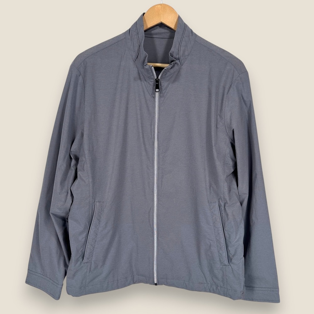 Tuxy Windbreaker Jacket Men Size 105 Medium Gray Full Zip Cinch Pockets Gorpcore